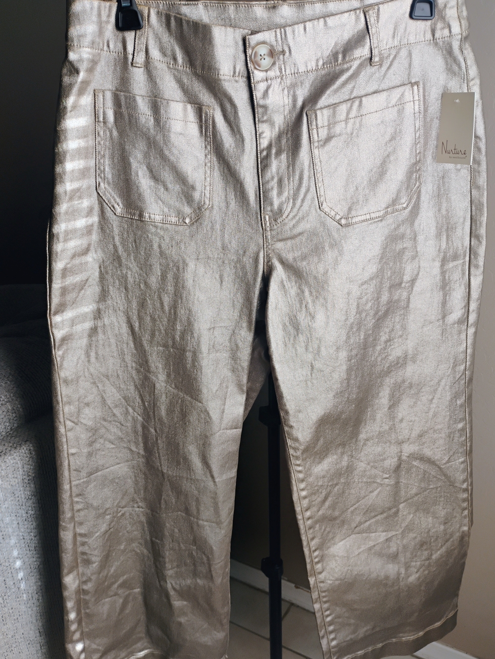 Nurture by Lamaze Size 16 Metallic Champagne Flare Jeans NWT